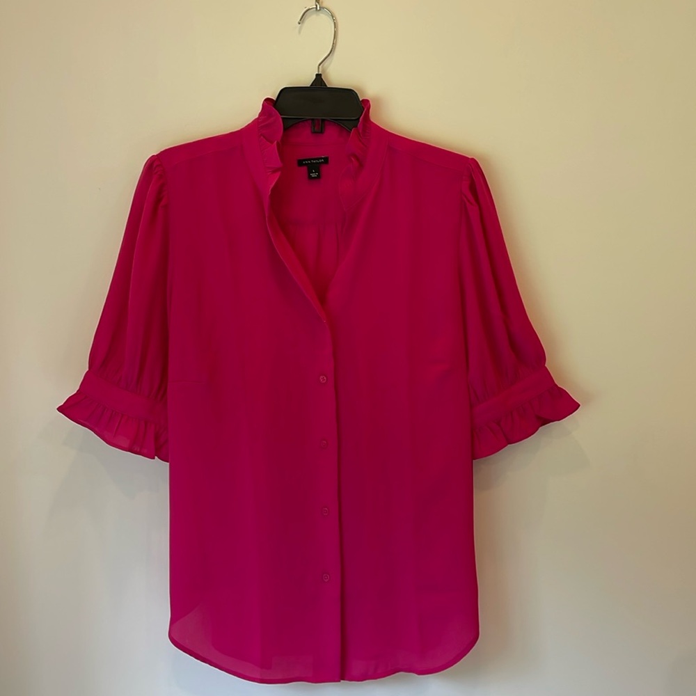 nwot Ann Taylor pink button down shirt size L